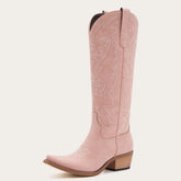 The Molly Wood – Pink Snip Toe Embroidered Cute Comfortable Tall Cowgirl Boots